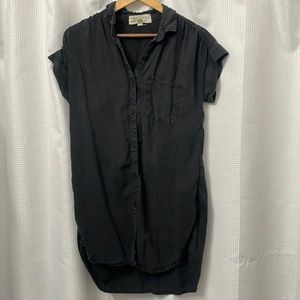 Cloth and Stone Anthropologie Tunic Shirt Charcoal Black TENCEL LYOCELL Dress